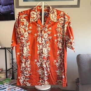 Pataloha Orange Floral Short-Sleeve Button-Down Shirt